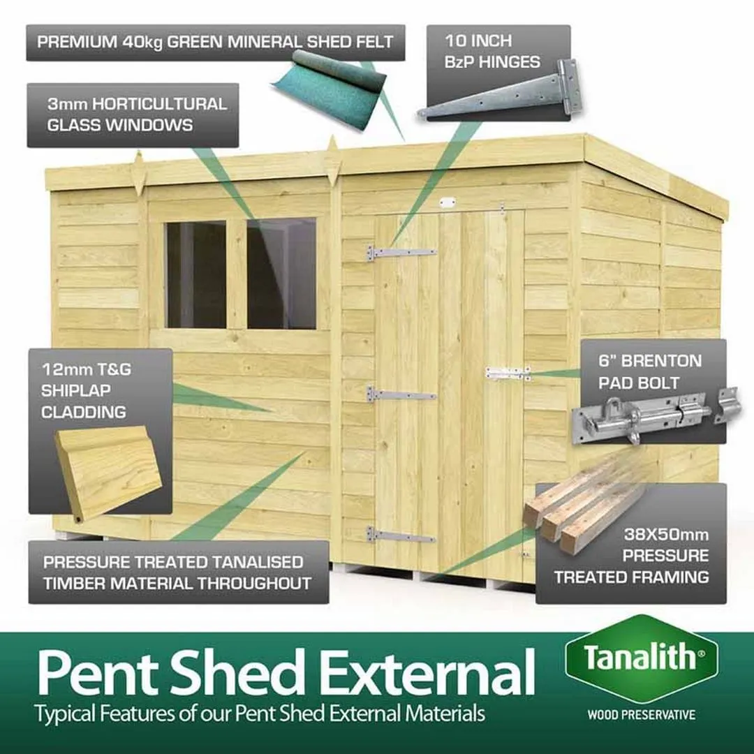 Buttercup Farm 8 x 7 Feet Pent Summer Shed - Wood - L214 x W243 x H201 cm in Brown 3