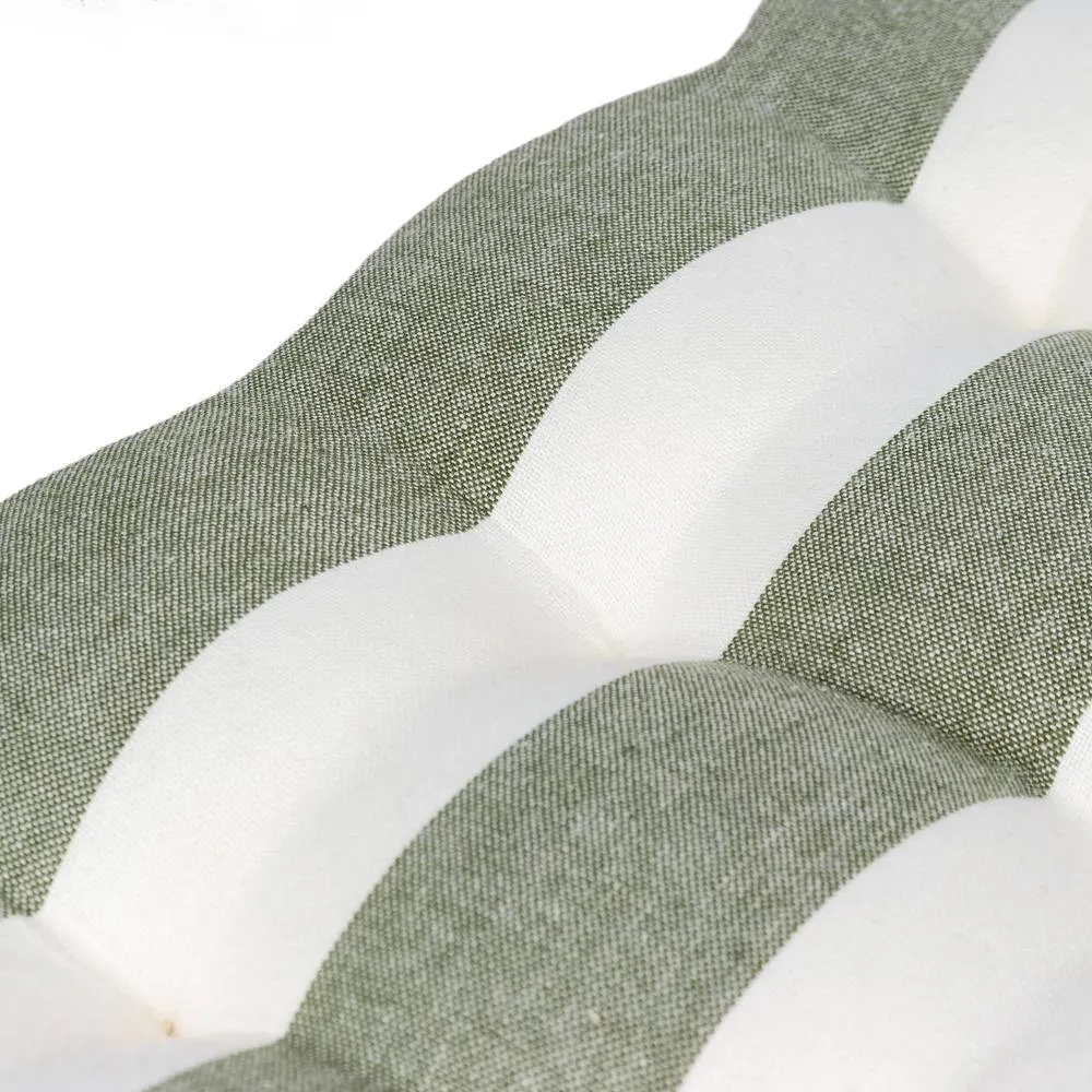 Yard Hayle Striped 100% Cotton Seat Pads - 2 Pack in Dark Green 6