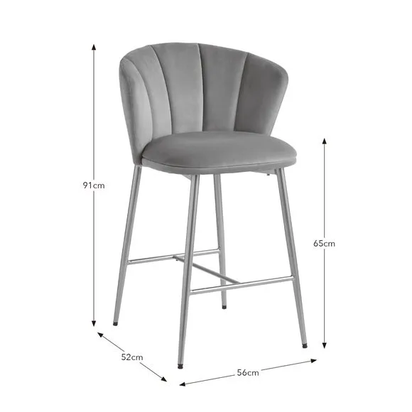 Kiley Bar Stool with Gold Legs, Velvet 6