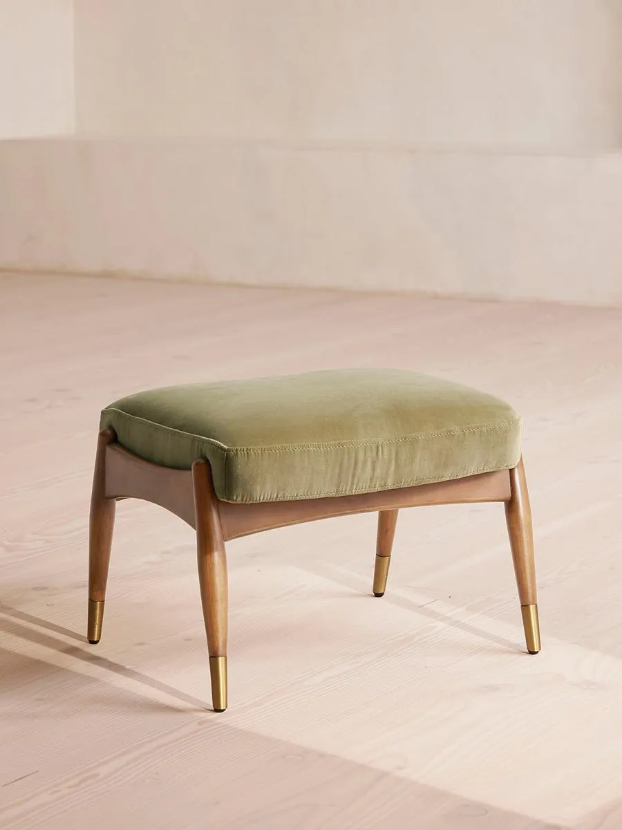Theodore Oak Footstool Velvet Lichen