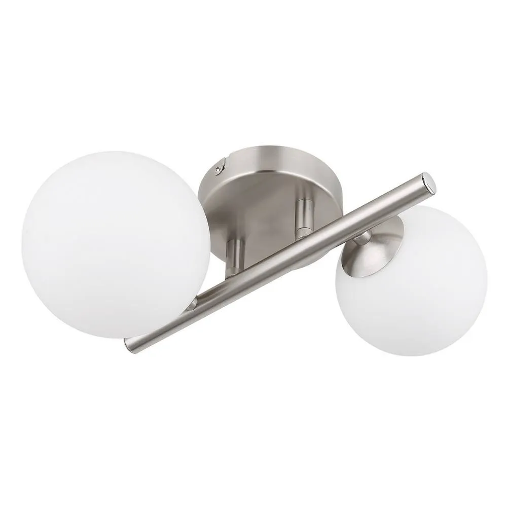 Netlighting Riha Globe Wall Lights Nickel Matt Opal Glass Shade 2x G9 3000K in Grey 2