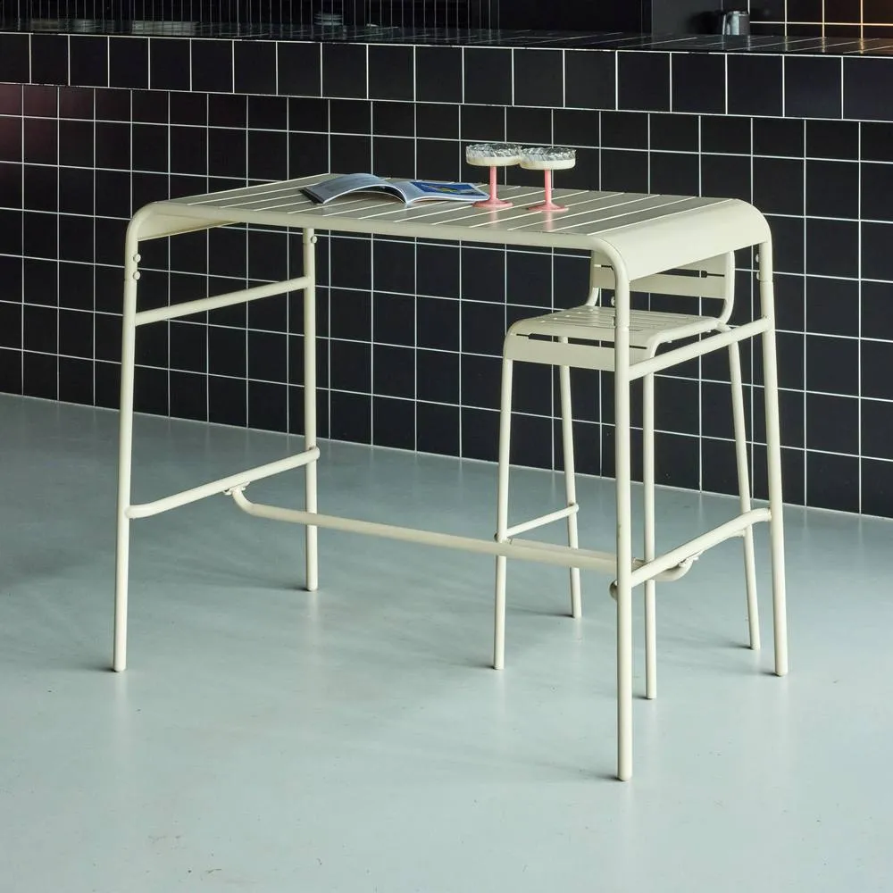 sweeek 4-seater metal garden bar table in Beige 5
