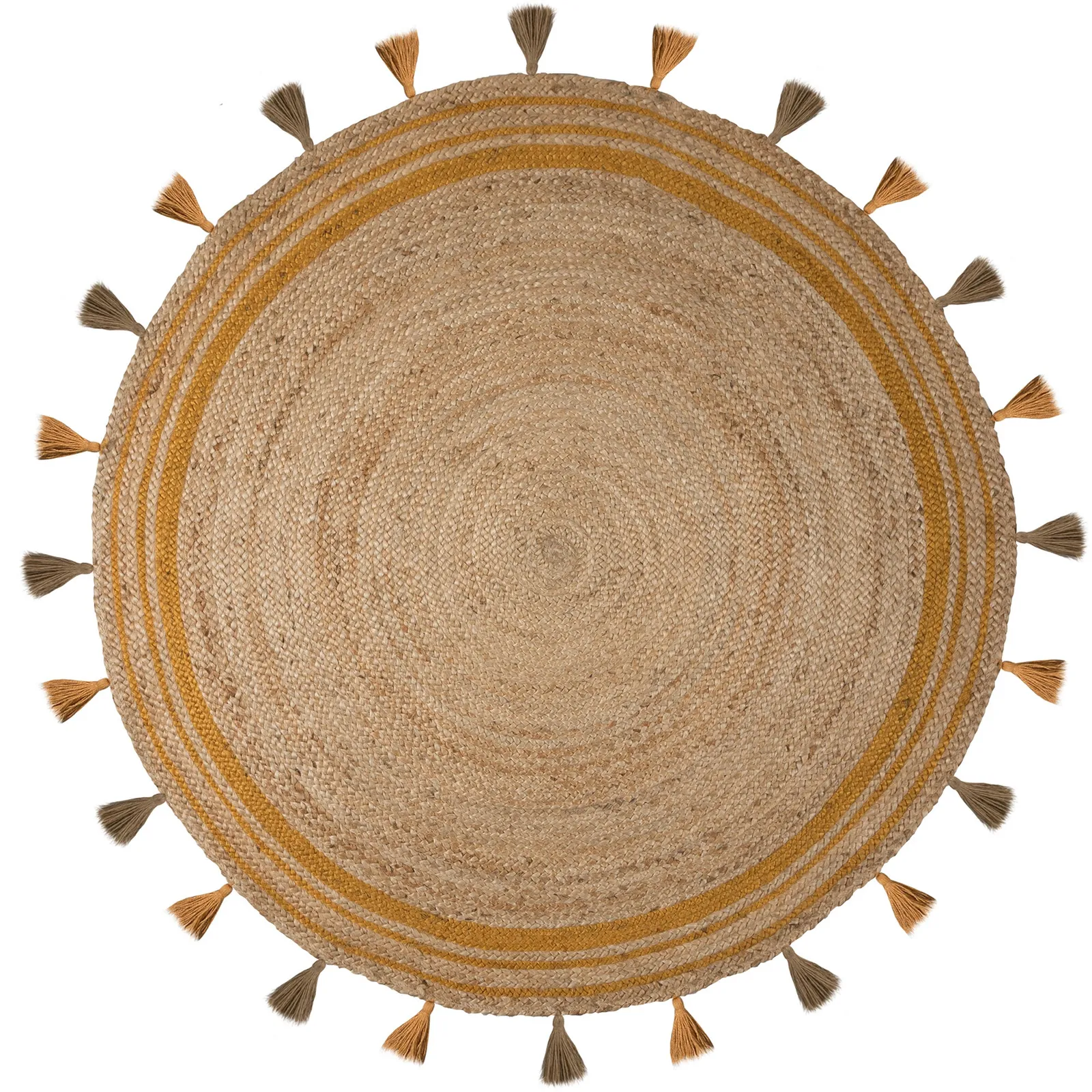Istanbul Jute Circle Rug Yellow and Brown