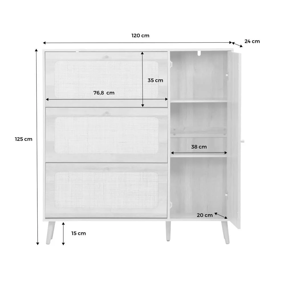 sweeek Canework shoe cabinet with 3 drawers in Off-White 3