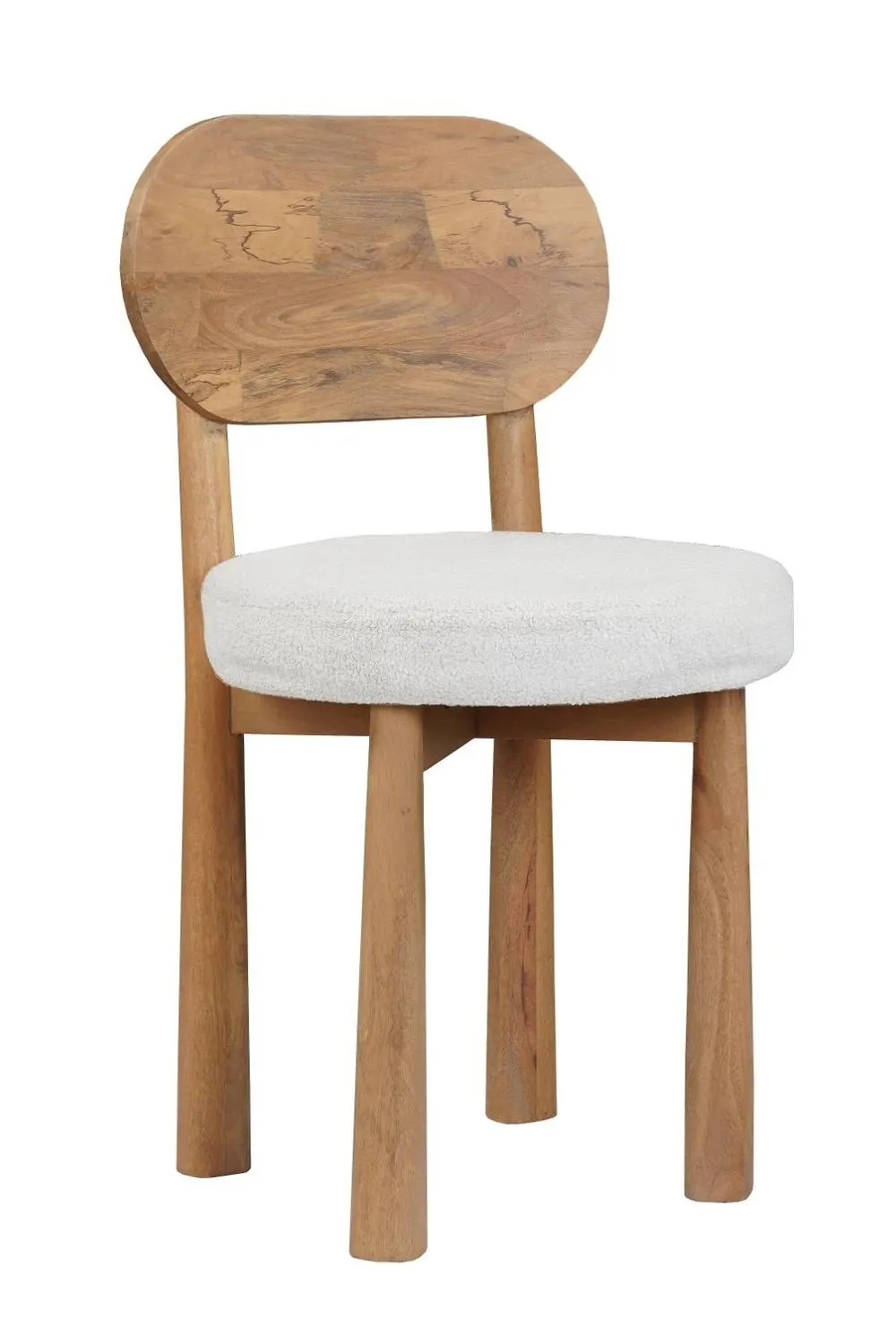 IH Design Yealmpton Solid Wood Dining Chair Set of 2 with Boucle Seat in Tan 2