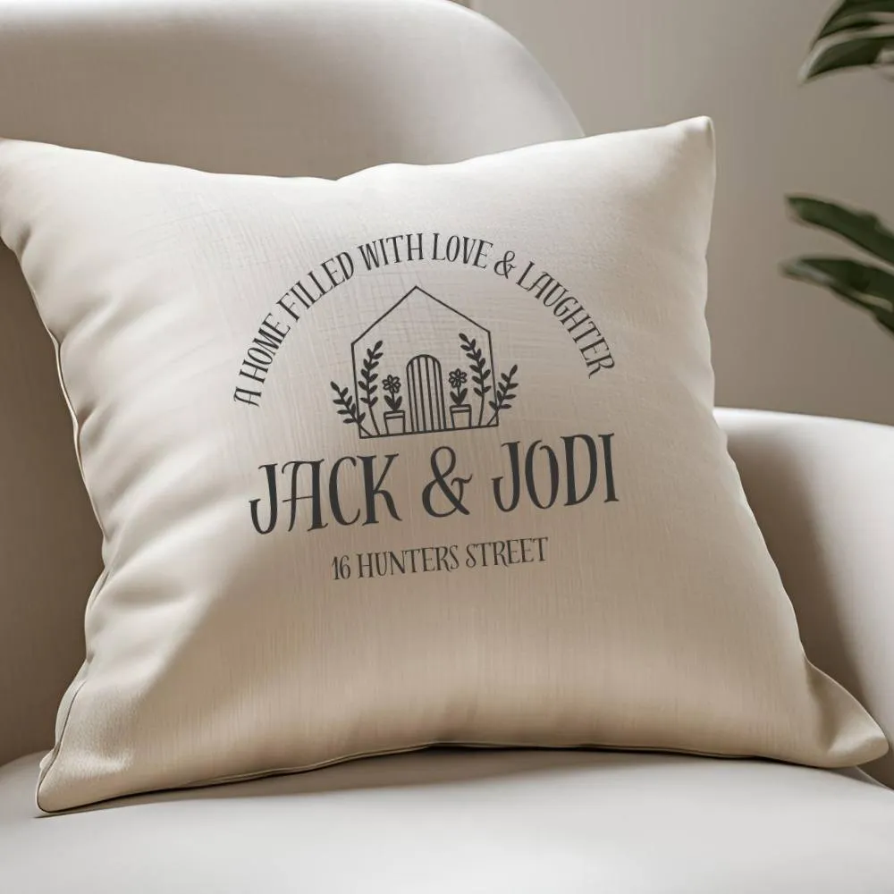 Aye Do Gifts Personalised Little New Home Cushion in Cream