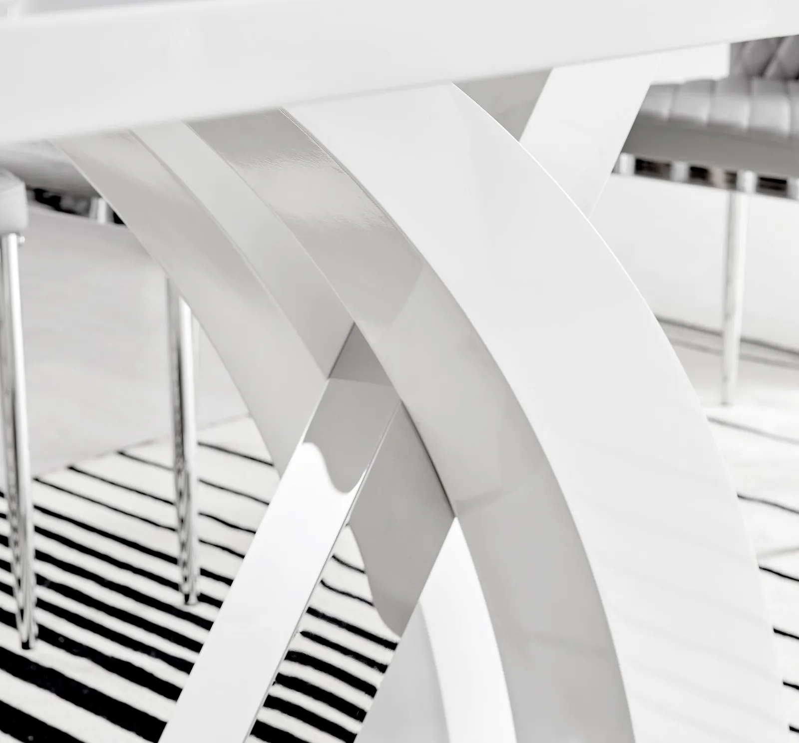 FurnitureboxUK Atlanta 6 White Dining Table & 6 Falun Silver Leg Chairs in Dark Grey 5