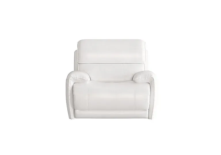 Link Leather Power Recliner Armchair with Power Headrest - BV Star White