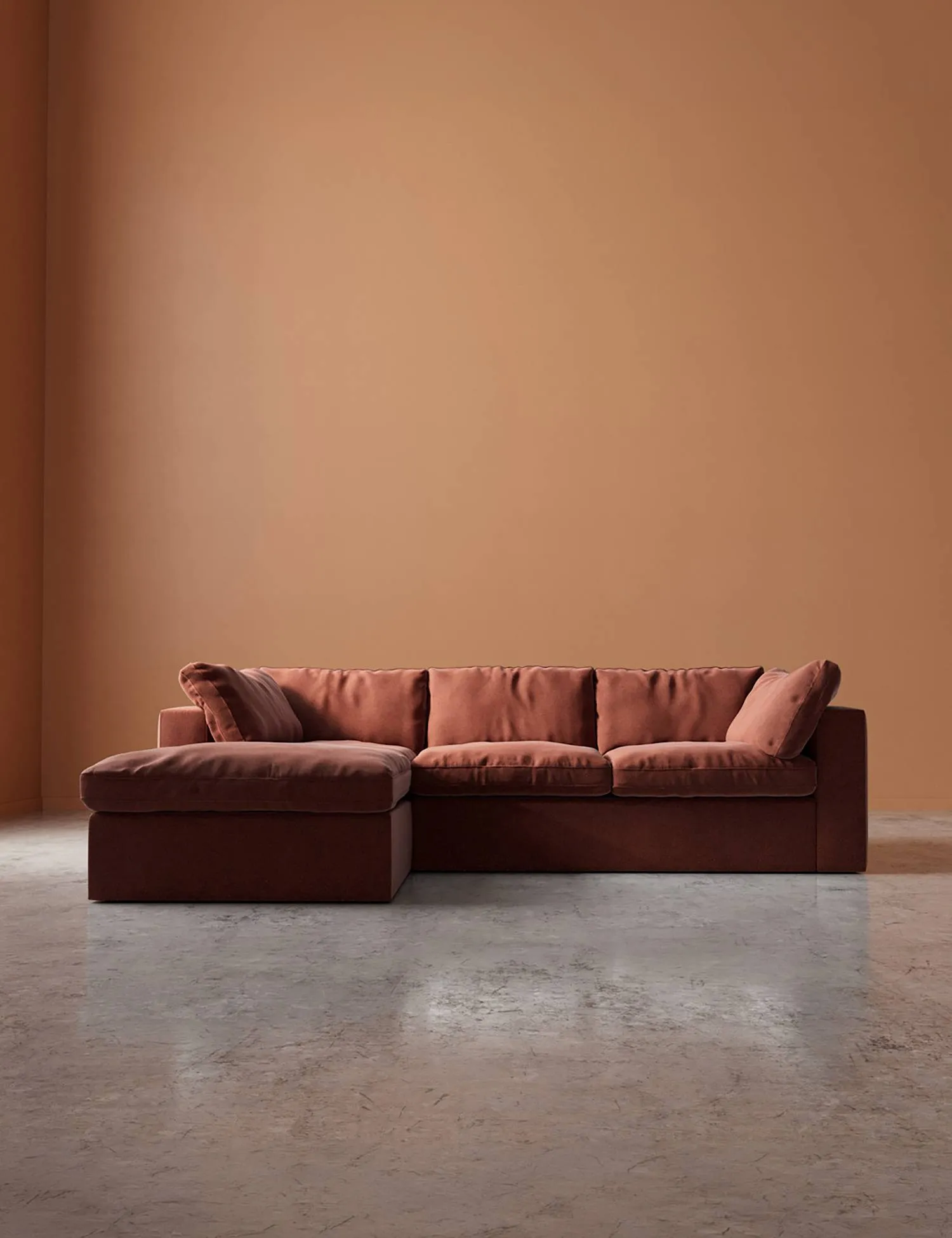 Swoon Easy Velvet Left Corner Sofa Brown
