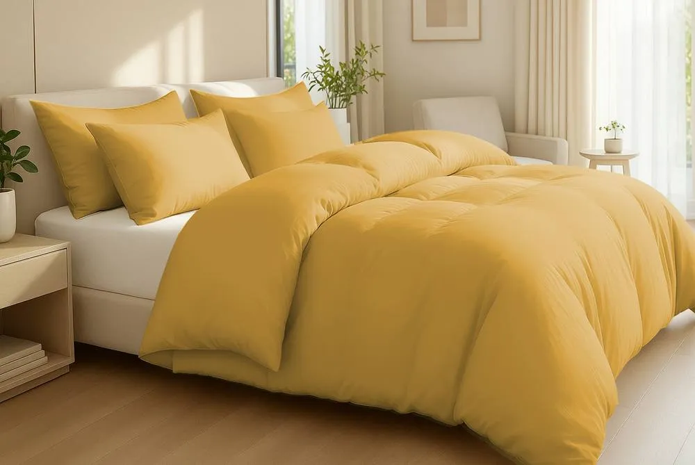 Pamposh 400TC Egyptian Cotton Duvet Cover Set, Hotel Quality Bedding Set in Yellow