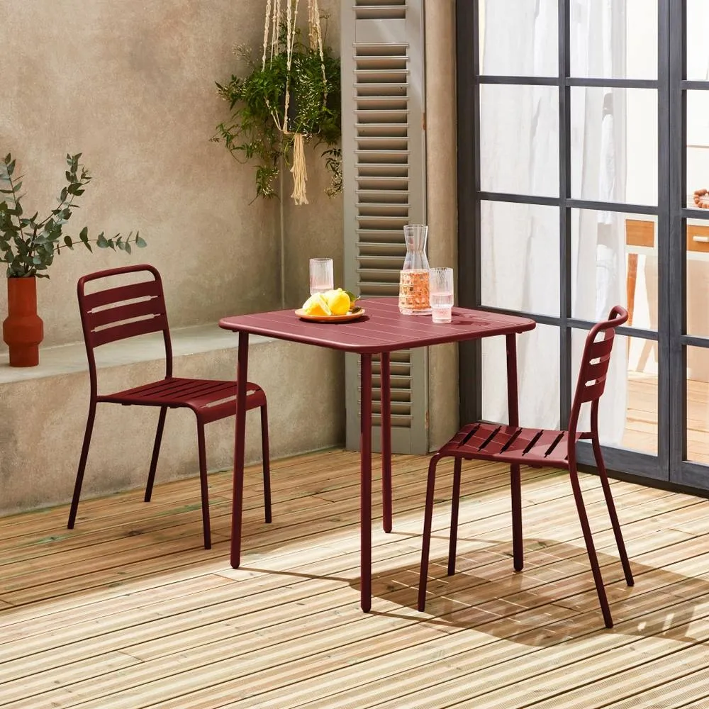 sweeek 2-seater Square Steel Garden Table Set With Chairs in Terracotta 2