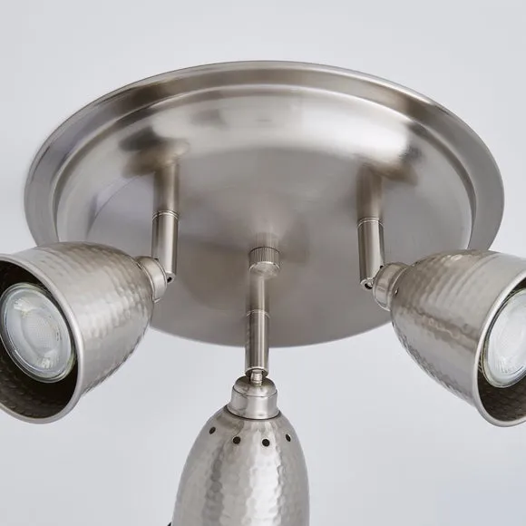 Filbert 3 Light Hammered Chrome Semi Flush Spotlight 4