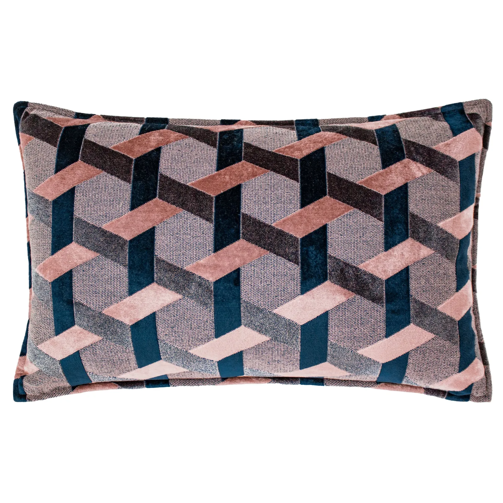 Paoletti Delano Geometric Velvet Cushion in Pink 2