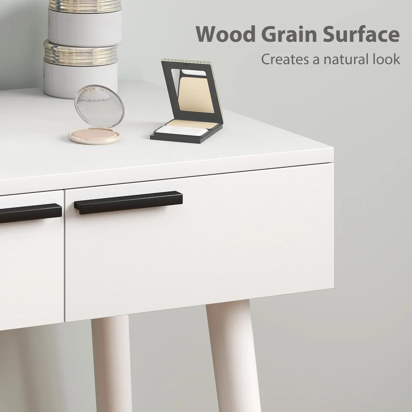 HOMCOM Dressing Table Vanity Set Make Up Desk with Mirror & Stool White 5