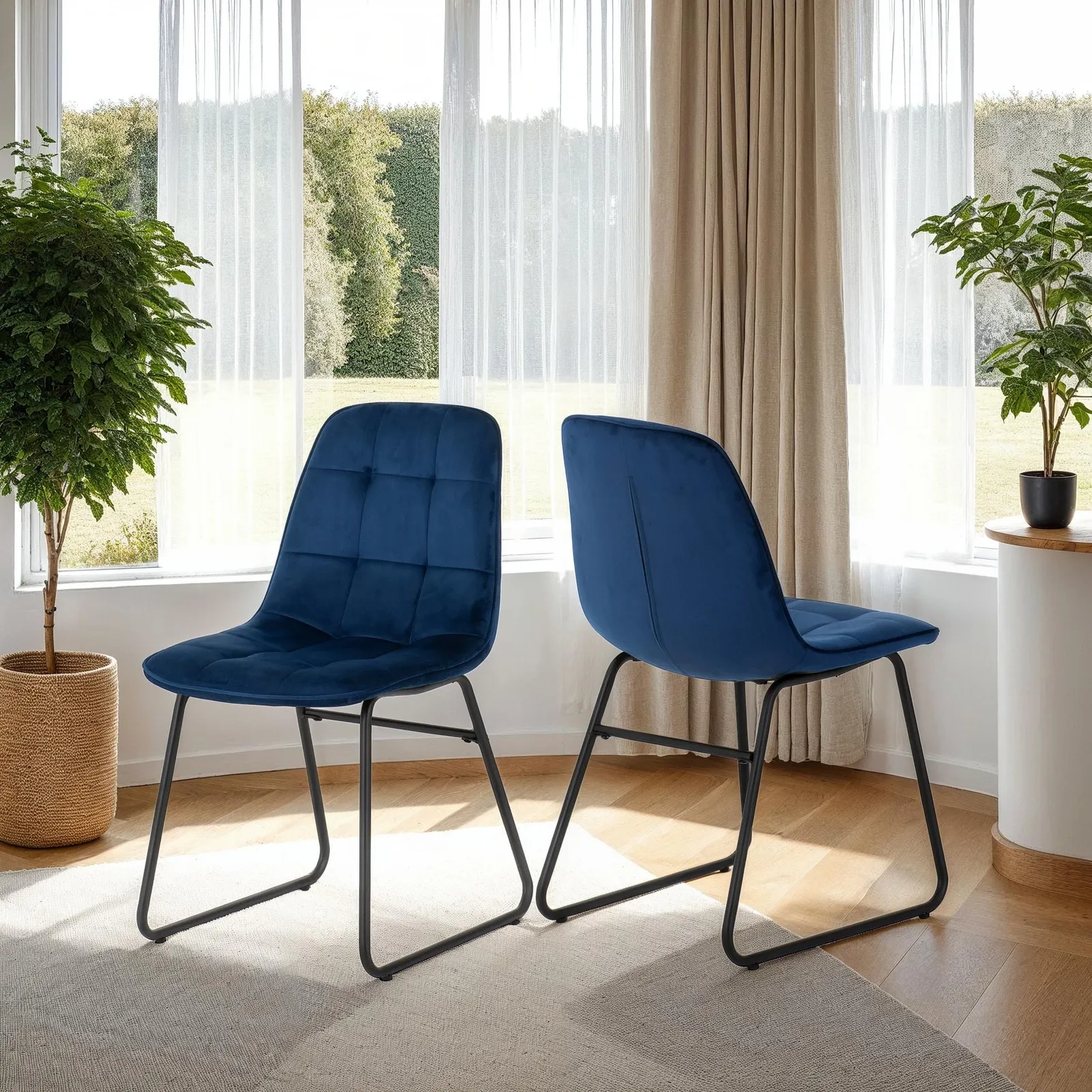 Seconique Athens Medium Oak Rectangular Dining Set with Lukas Chairs in Blue 3