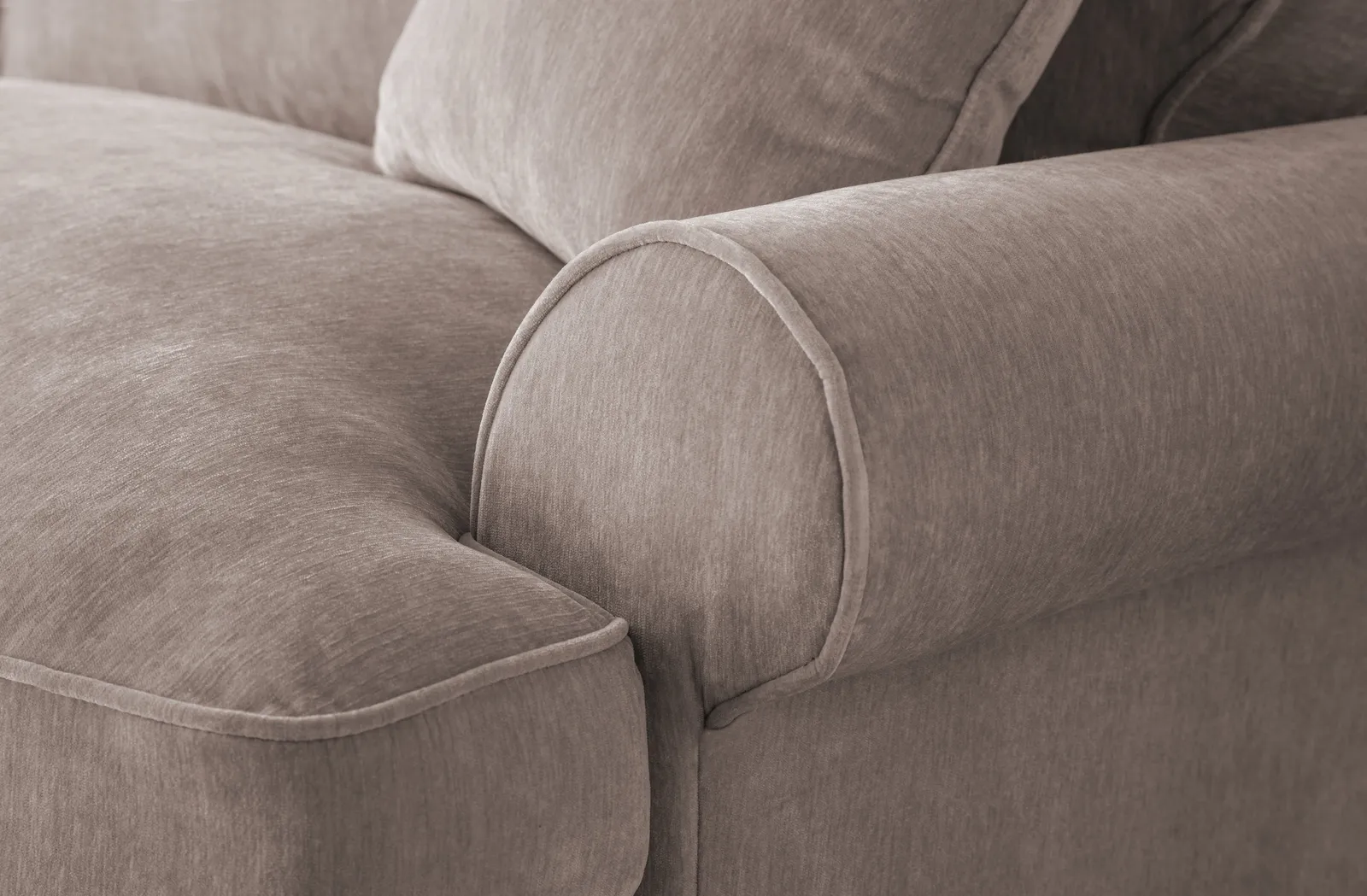 The Great Sofa Company Ezra 3 Seater Textured Velvet Sofa - Scroll Arm in Taupe 4