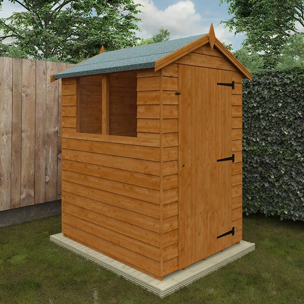 Buttercup Farm 5 x 4 Feet Budget Apex 9mm Shed - Solid Wood/Softwood/Pine in Burnt Orange 2