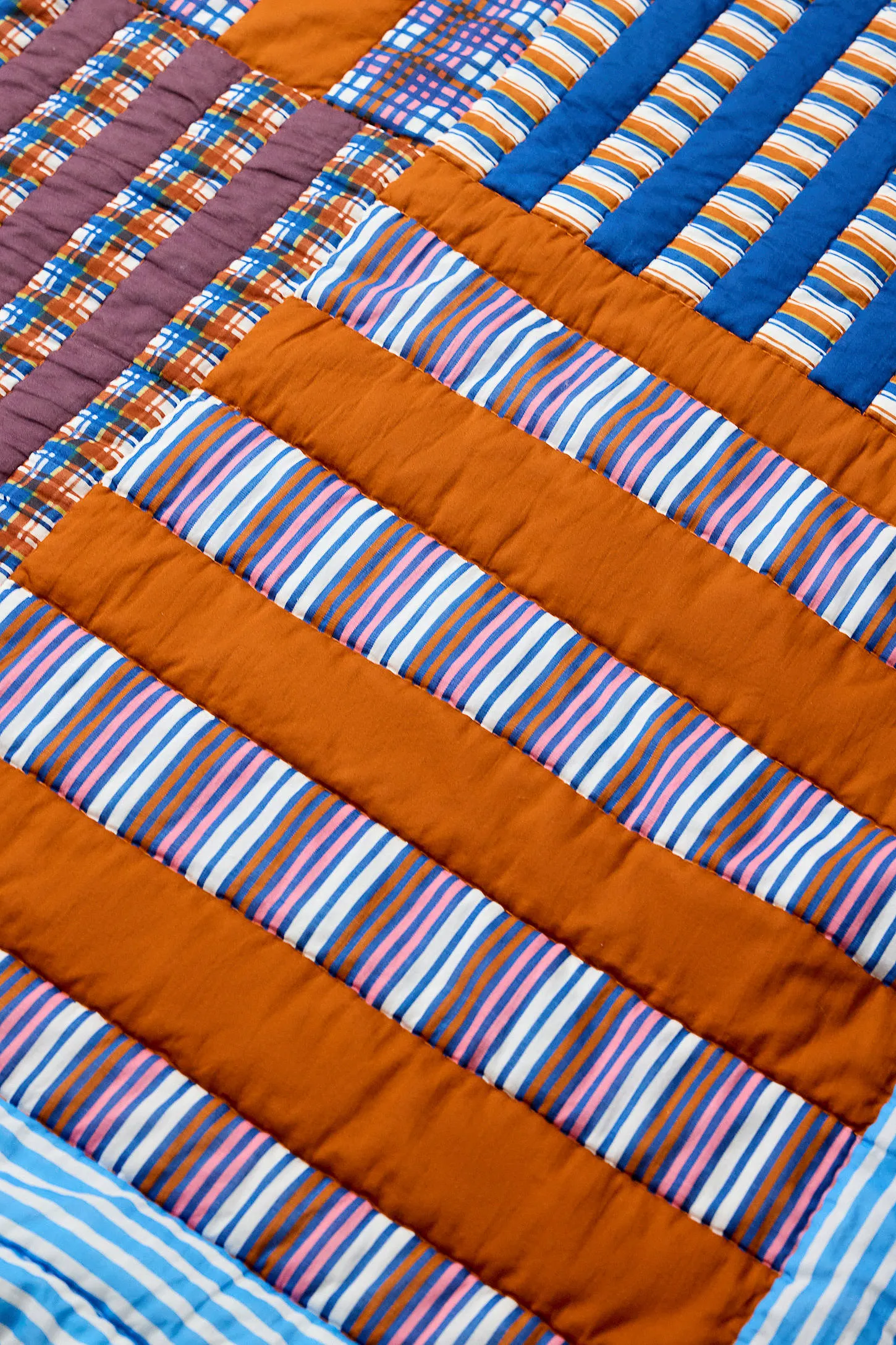 Blue Check Quilted Throw - Blue 3