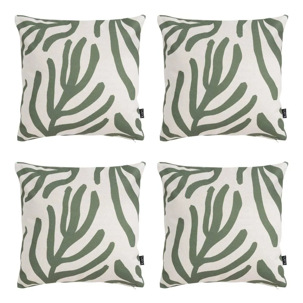 icon Indoor & Outdoor Waterproof Cushion Set of 4 Teal Grey Geometric Waterproof Cushion in Natural