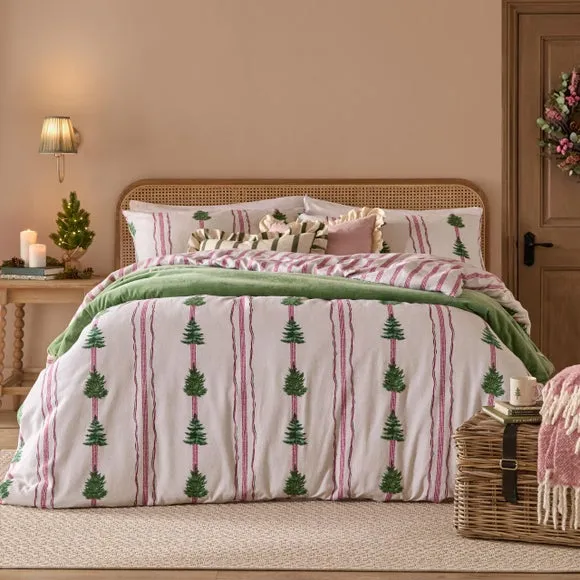 Wylder Spruce Stripe 100% Brushed Cotton Duvet Cover & Pillowcase Set 1