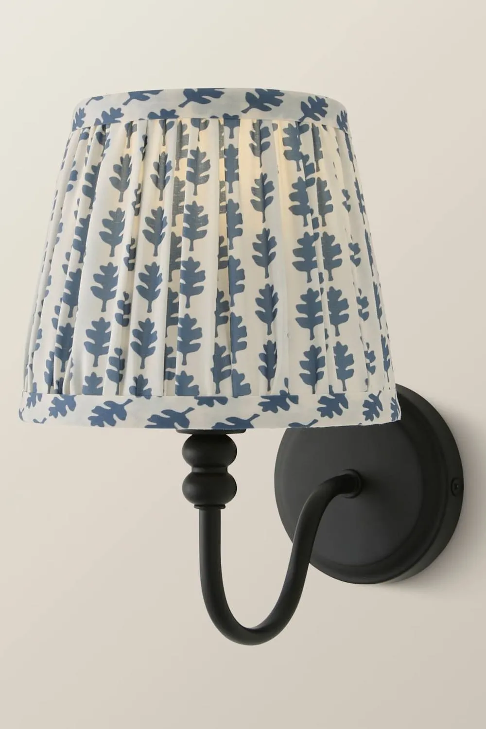 ValueLights Binky Rechargeable Matte Black Wall Light with Floral Pleated Shade in Mid Blue 3