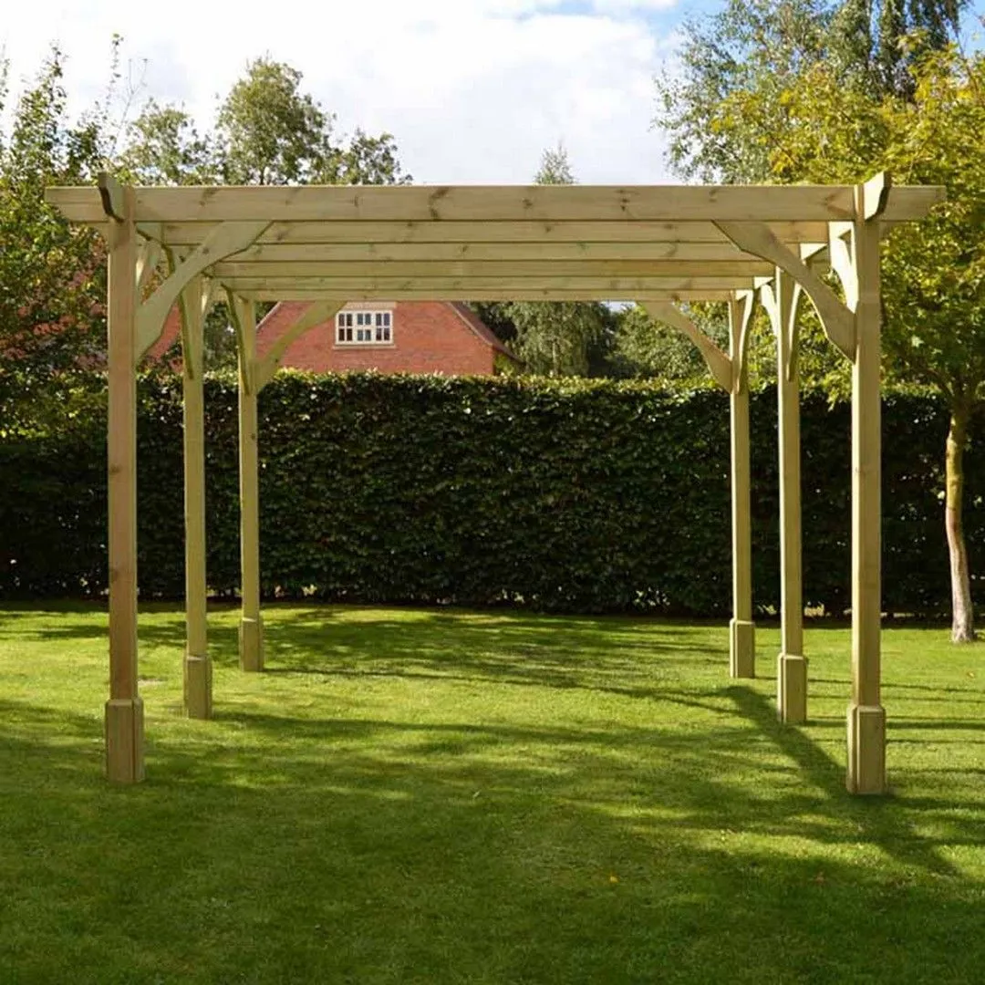 Rutland County Garden Furniture Ltd Premium Pergola 6 Post - L480 x W480 x H270 cm - Light Green 4