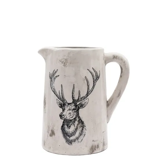 Gallery Direct Stag Pitcher Vase Large Distressed 230x195x295mm, White 6