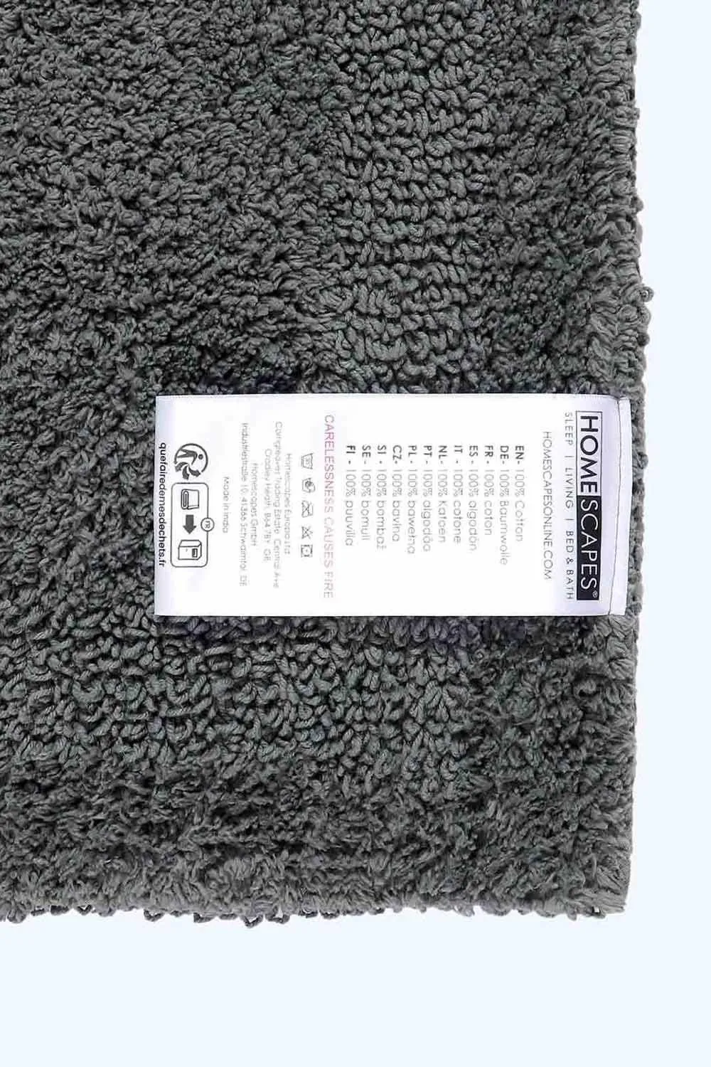 Homescapes Luxury Square Bath Mat 1600GSM 100% Cotton Reversible Shower Mat, 50cm in Grey 3