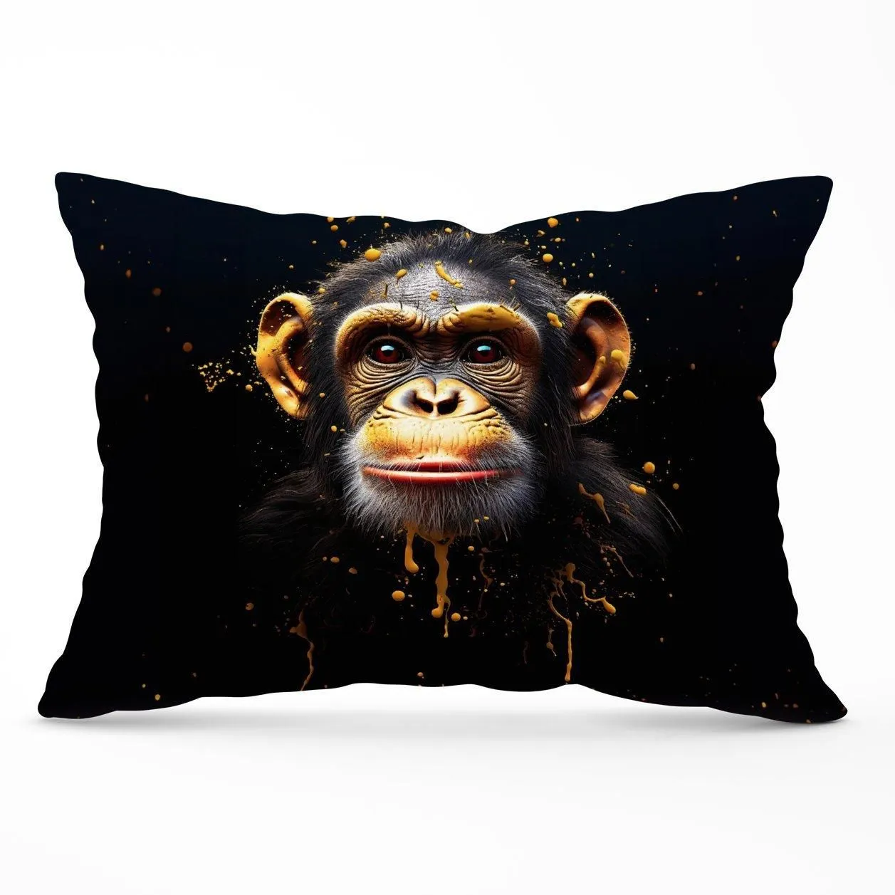 Warren Reed - Designer Splashart Cheeky Chimp Face Cushions in Orange