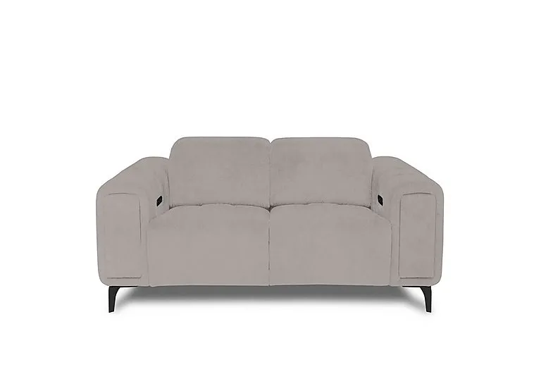 Elphaba Fabric 2 Seater Power Recliner Sofa with Storage Arms - Opulence Silver - Sofas and Armchairs