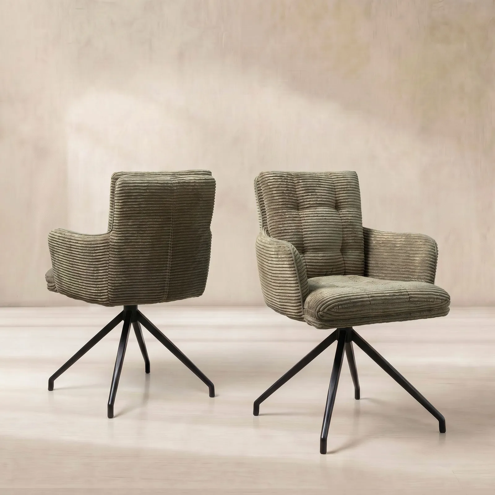 Odine Swivel Dining Chair, Green Velvet | Barker & Stonehouse