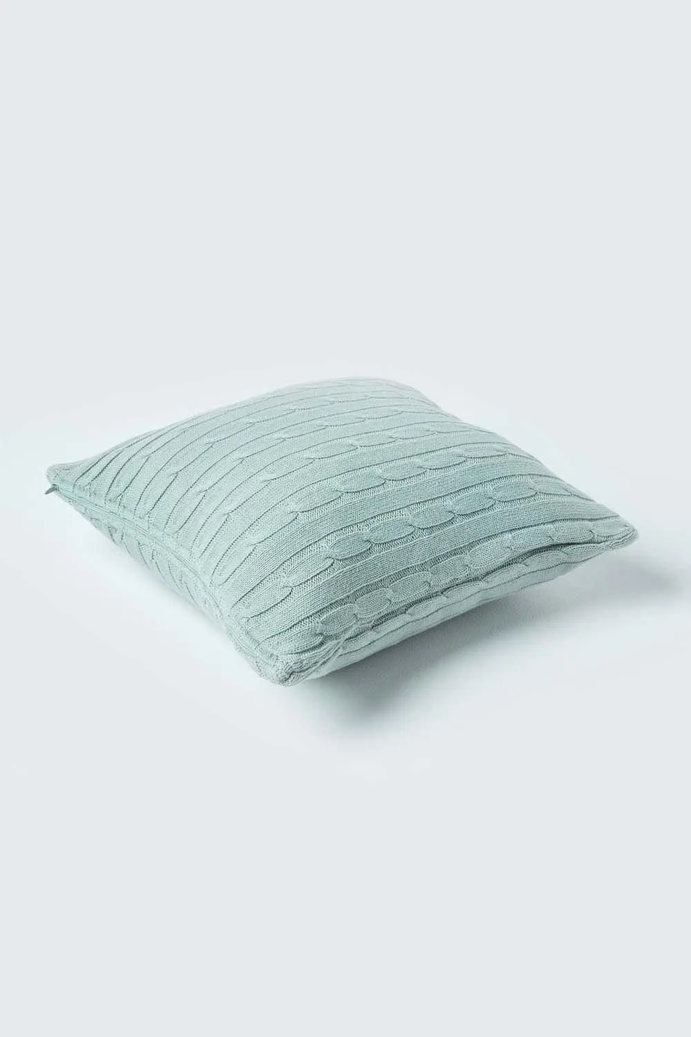 Homescapes Cotton Cable Knit Cushion Cover, 45 x 45 cm in Duck Egg Blue 3
