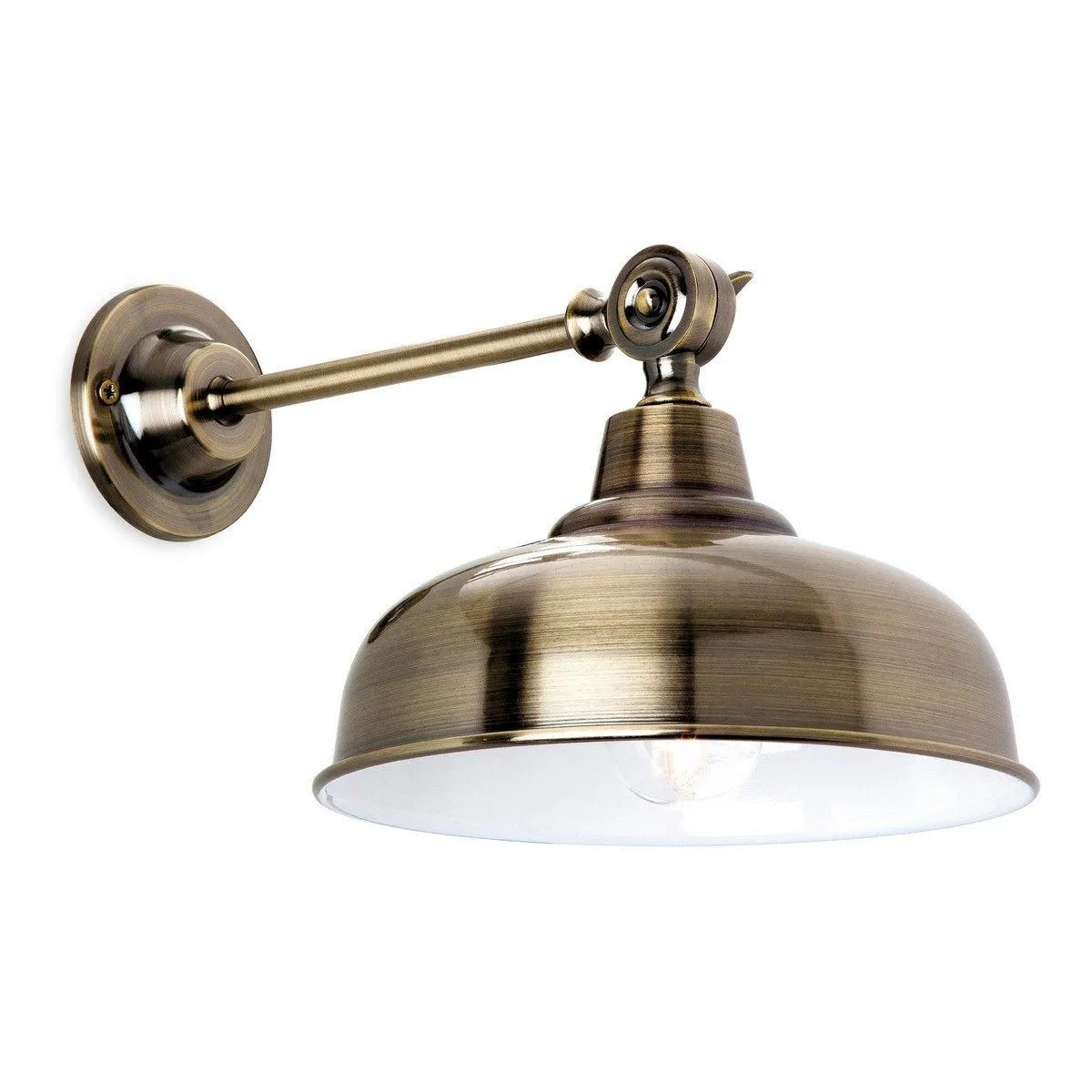 Netlighting Preston 1 Light Indoor Dome Wall Light Antique Brass E14 in Gold