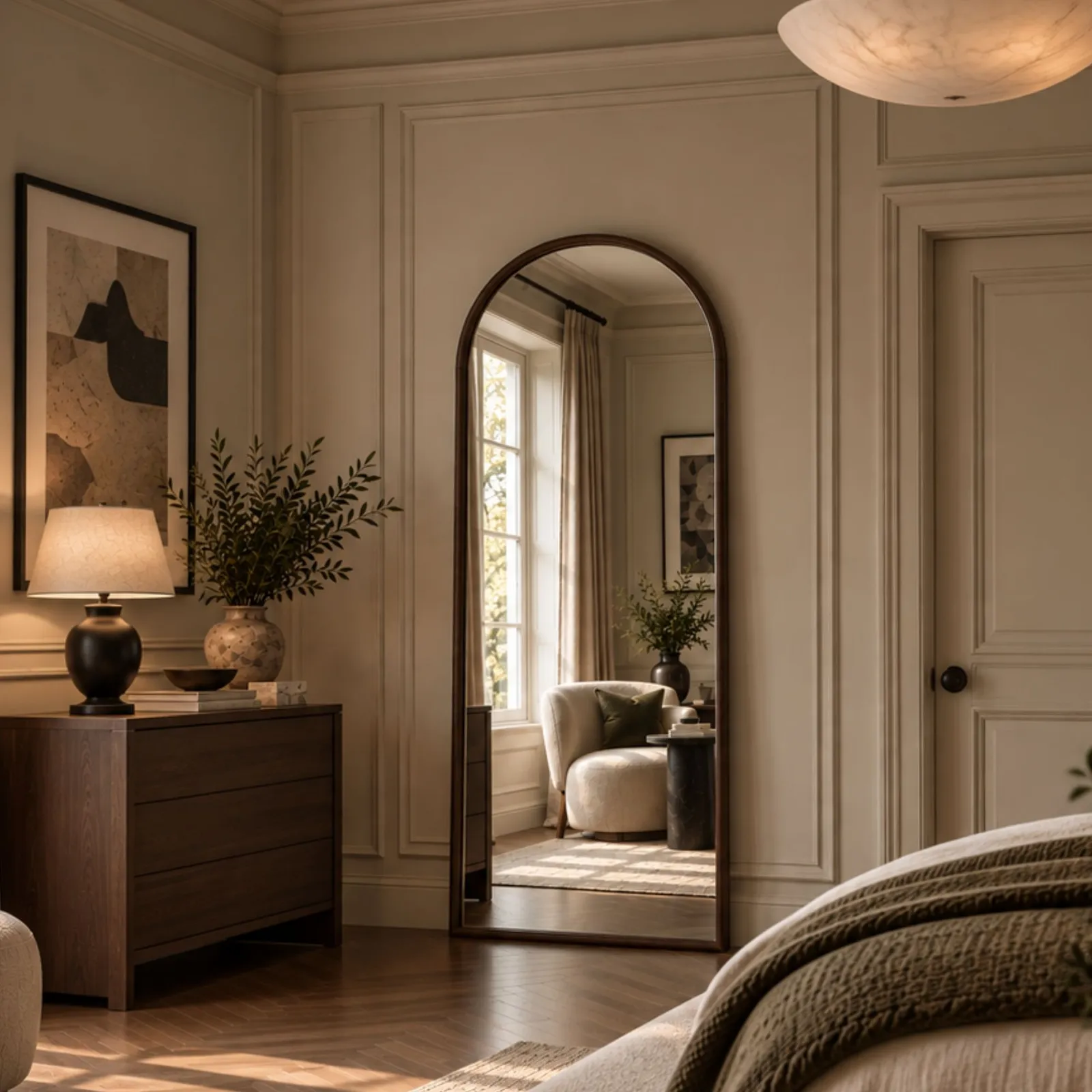 Yearn Mirrors Kimpton Arched Walnut Full Length Mirror 3