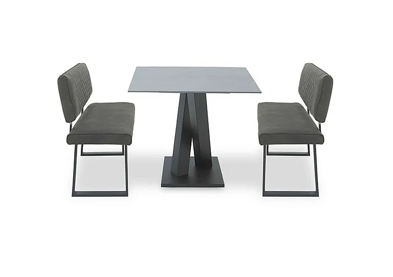 Warrior Grey Compact Fixed Dining Table with 2 High Back Benches - Grey