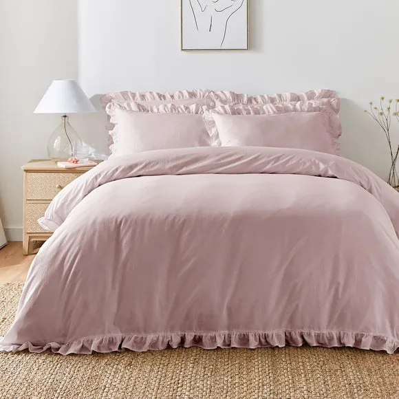 Appletree Cassia Frill 100% Cotton Duvet Cover & Pillowcase Set 1