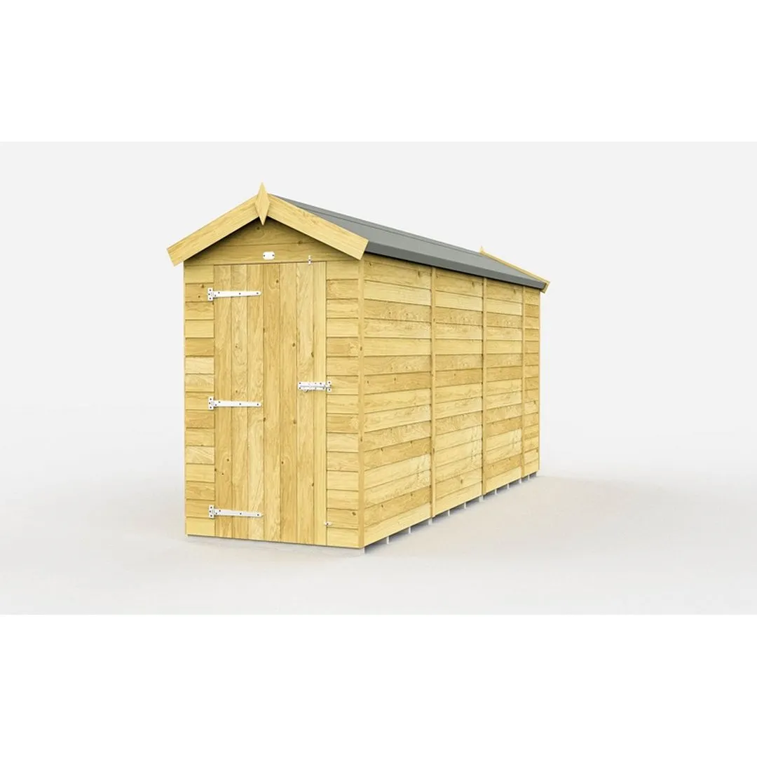 Buttercup Farm 4 x 13 Feet Apex Shed - Single Door W/O Window - L387 x W118 x H217 cm in Brown