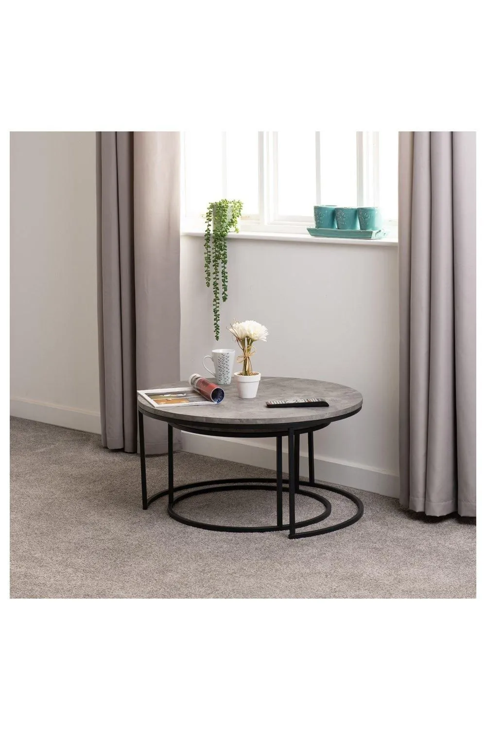 Seconique Athens Round Coffee Table Set in Charcoal 2