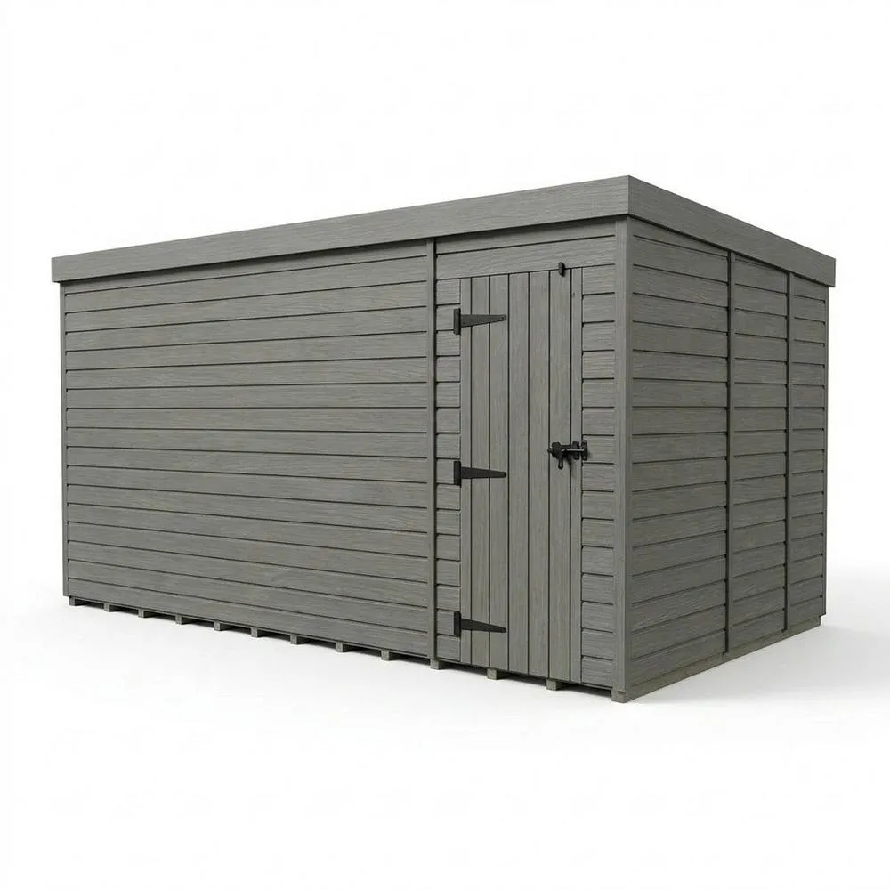 Buttercup Farm 17ft x 9ft Composite Pent Garden Shed Single Door No Windows in Grey 1