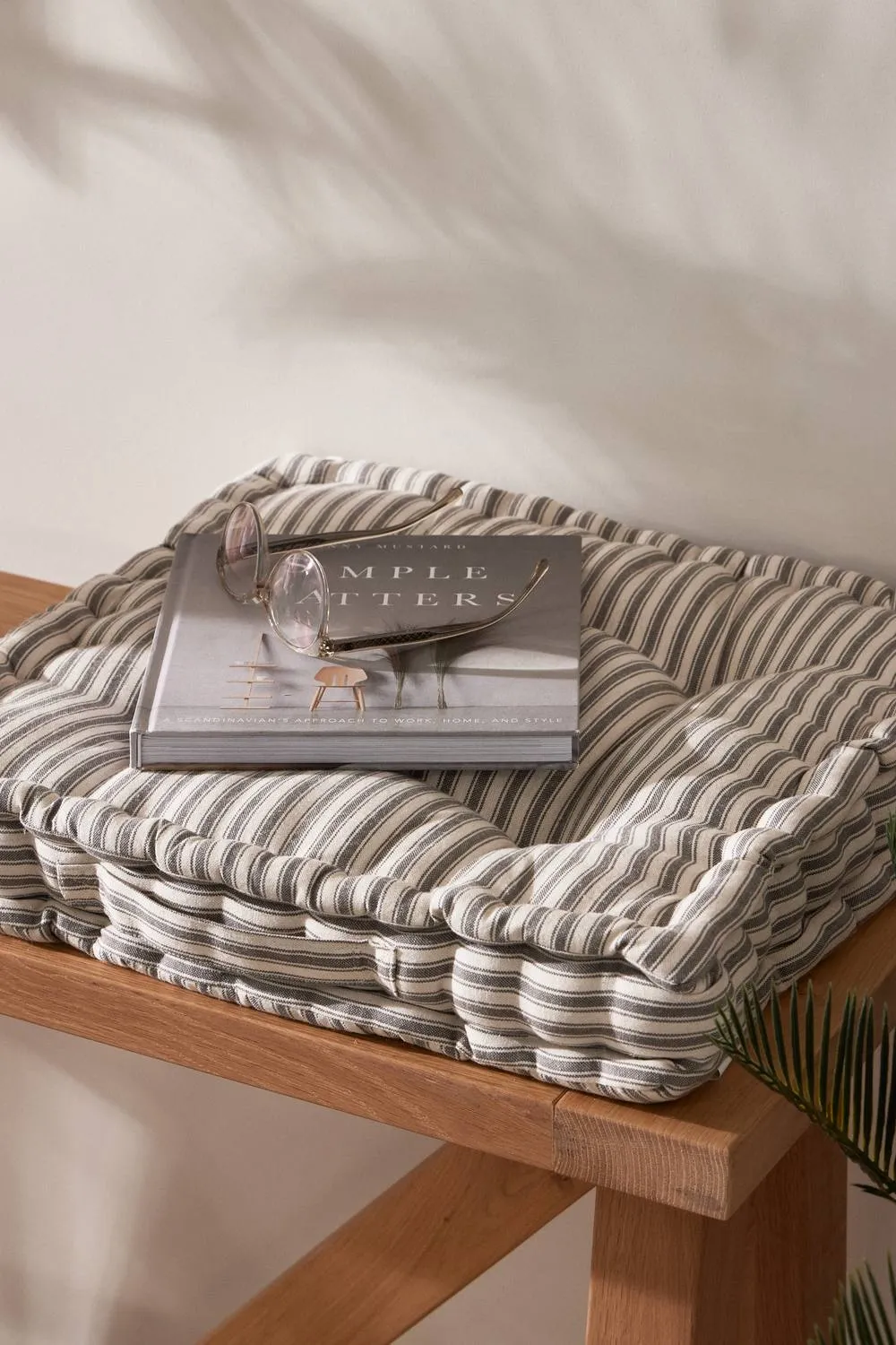 Dibor Set of 2 Giant Grey Striped Indoor Dining Chair Seat Pad Cushions L50cm x W50cm 3