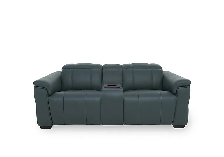 Inca NC Leather 2 Seater Power Recliner Sofa with Power Headrests and Fridge Console - Peacock