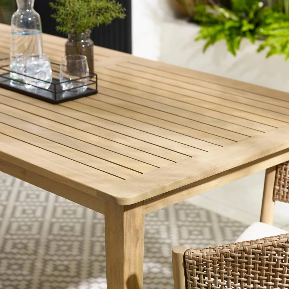 FurnitureboxUK Asa + Hamburg Wood Table & 4 Chairs Outdoor Dining Set in Light Brown 4