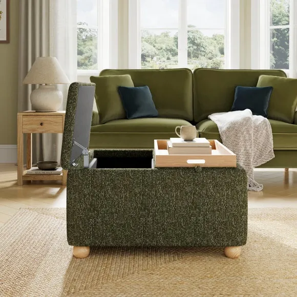 Elma Mixed Boucle Tray Table Ottoman 3