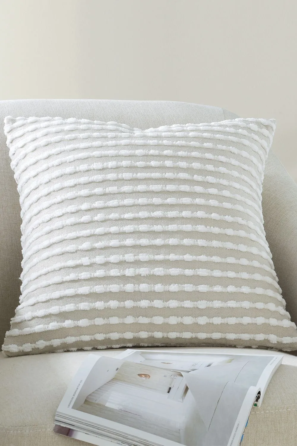 Catherine Lansfield 'Stab Stitch' Cushion in Natural 1