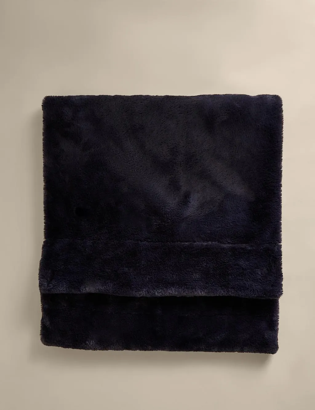 M&S Supersoft Faux Fur Large Throw Navy