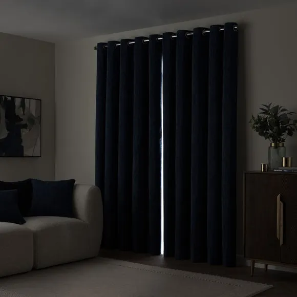 Chenille Ultra Blackout Eyelet Curtains 4
