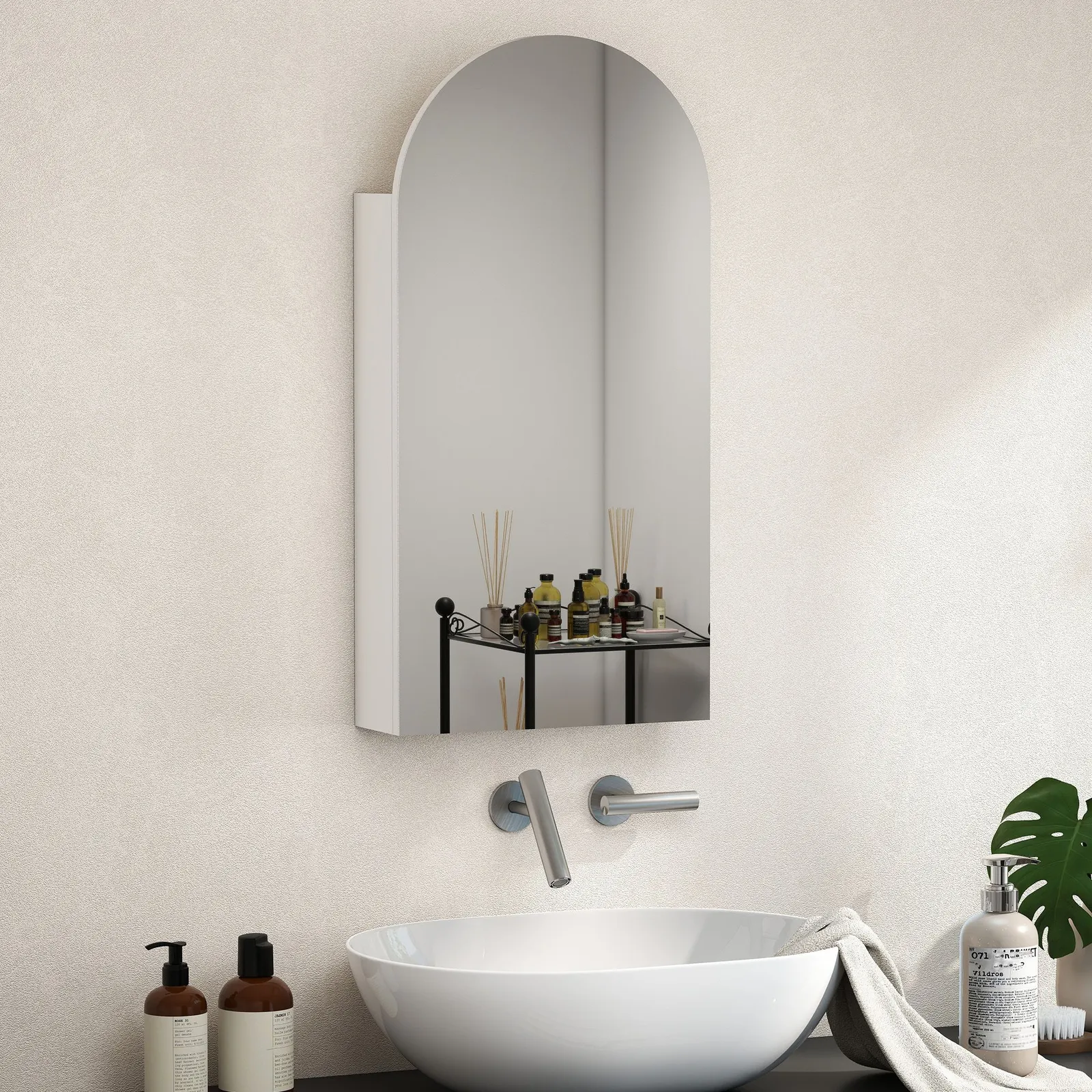 HOMCOM Bathroom Mirror Cabinet with Adjustable Glass Shelves in White 1