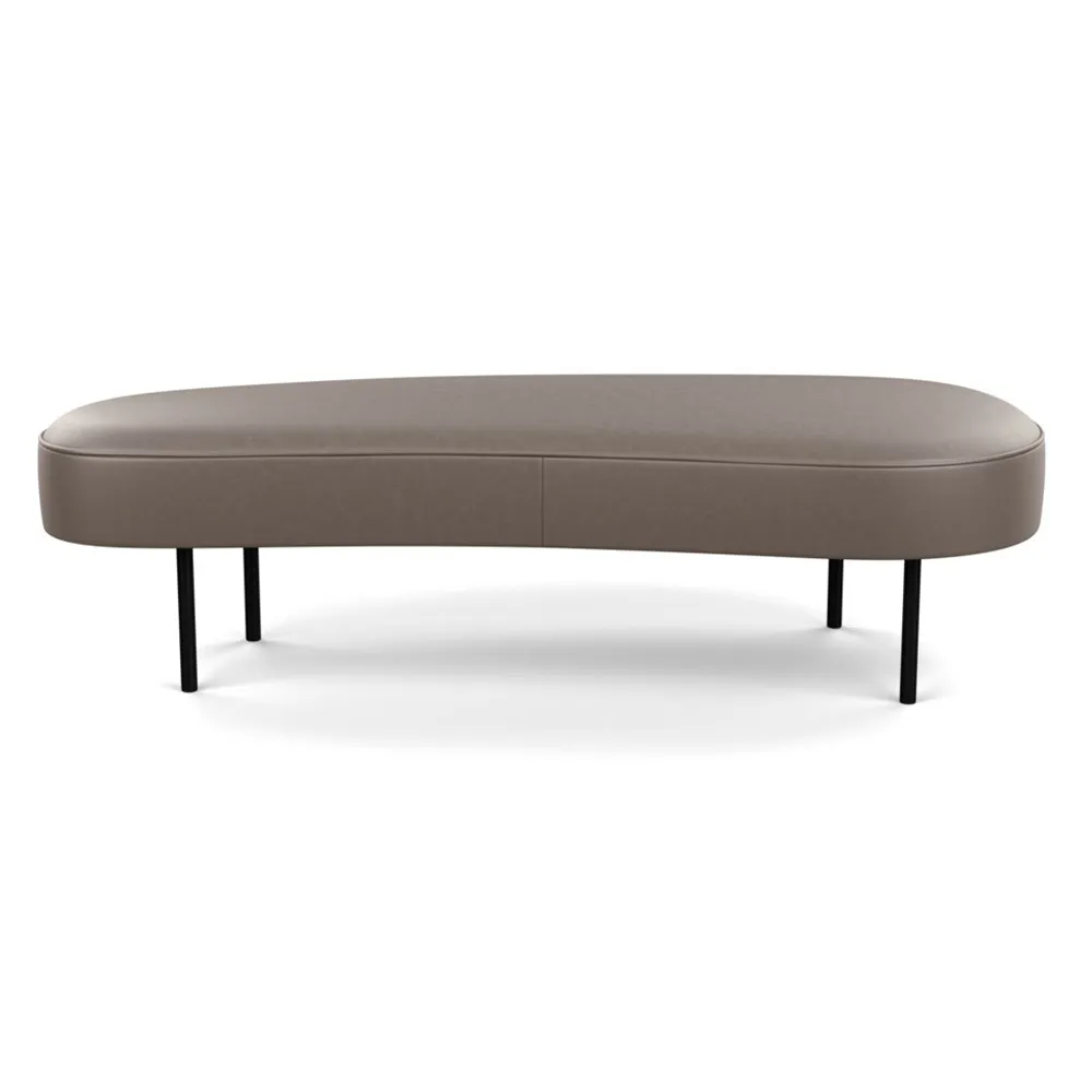 Heal's Isola Large Ottoman Daino leather Elephant Grey Black Feet 1