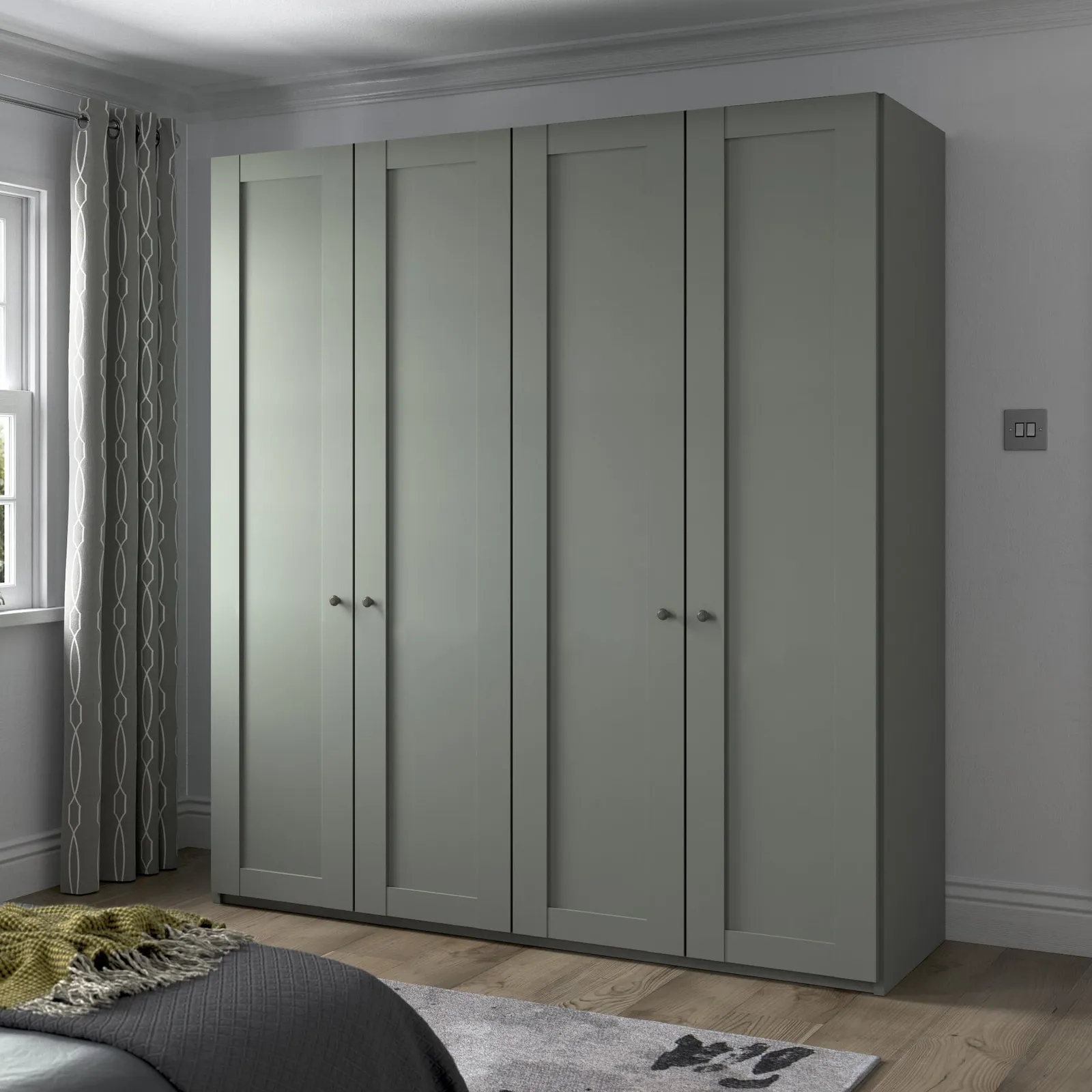 Varese 5 Door Carcase Colour Hinged Wardrobe 250Cm, Green | Barker & Stonehouse 2