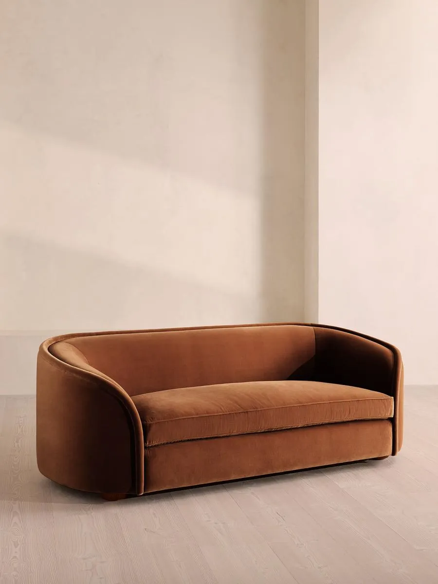 Conall Three Seater Sofa, Velvet, Cinnamon